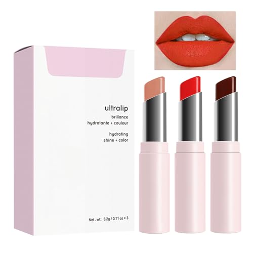 Hochglänzender Balsam-Lippenstift | 3er-Set lang anhaltender und feuchtigkeitsspendender Lippenbalsam mit Satin-Finish,Gesichts-Make-up für Mädchen für Zuhause, Arbeit, Einkaufen, Reisen, Hmltd von HMLTD