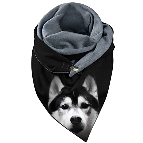 Schal Damen Herren Winter Warm Dreieckschal Winddicht Frühling Winterschal Herbstschal Husky Drucke Schals Halstücher Poncho Lässige Weich Baumwolle Schals Dreieckstuch von HMLTD