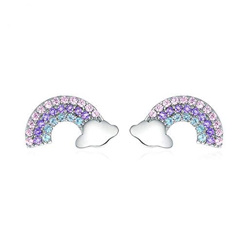 HMOOY 925 Sterling Silber Einhorn Liebe Herz Ohrstecker Hypoallergen Regenbogen Ohrringe mit Zirkonia Valentinstag Schmuck Einhörner Geschenke für Frauen (Regenbogen) von HMOOY
