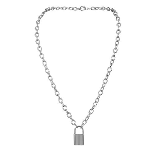 HMOOY Layered Heart Halskette Schlossschlüssel Anhänger Punk Langkettenhalsband Cool Punk Chunky Chain Toggle Halskette für Frauen Männer Mädchen Jungen (Silver 3) von HMOOY