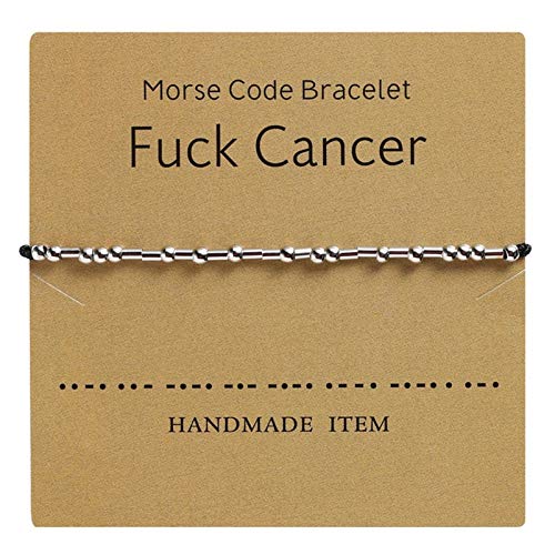 HMOOY Morse Code Armband Perlen versilbert auf Seidenkordel, Freundschaftsarmband, geheime Botschaft, Schmuck für Frauen und Männer, Geschenk für Sie, One Size, Wachsband von HMOOY