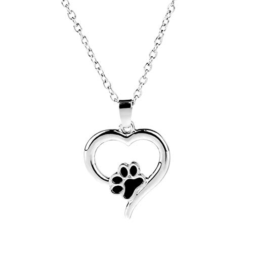 HMOOY Paw Print Halskette, Puppy Immer In Meinem Herzen Anhänger Halskette Netter Hund Katze Haustier Pfote Druck Liebe Herz Tierliebhaber Geschenke für Frauen Teen Girls (Style 1) von HMOOY