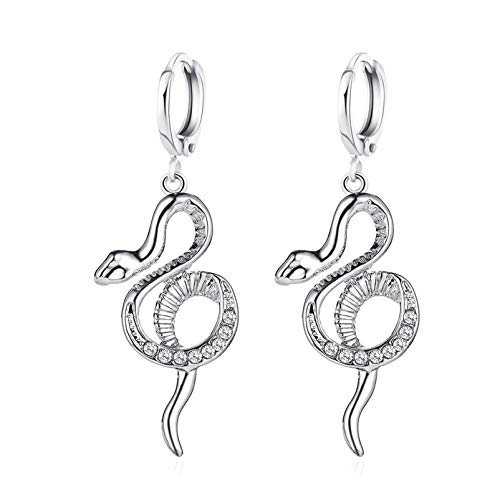 HMOOY Schlangenohrringe, Snake Drop Dangle Ohrringe Gold Huggie Kleine Creolen mit Charme Silber Punk Schlangen Ohrstecker Tierschmuck für Frauen Mädchen Teen Männer (Silber) von HMOOY