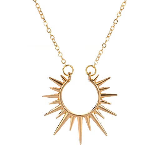 HMOOY Sonne Halskette, Gold/Silber Sonne Anhänger Halskette Verstellbar Sun Kette Vergoldete Sunshine Halskette Minimalist Schmuck für Damen Mädchen (Gold) von HMOOY