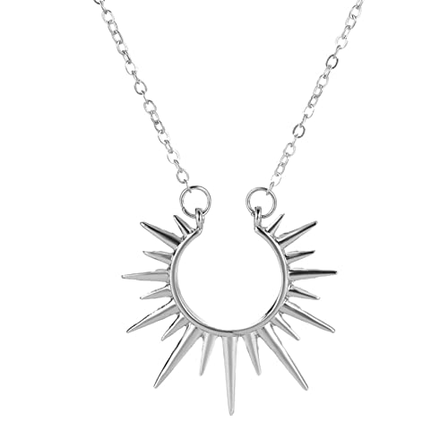 HMOOY Sonne Halskette, Gold/Silber Sonne Anhänger Halskette Verstellbar Sun Kette Vergoldete Sunshine Halskette Minimalist Schmuck für Damen Mädchen (Silber) von HMOOY