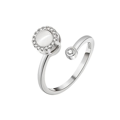 HMOOY Teufelsauge offener Ring,Fidget Ring für Frauen S925 Sterling Silber Einstellbare Offene Ringe Spinner Ring Schmuck (Stil 3 Silber) von HMOOY
