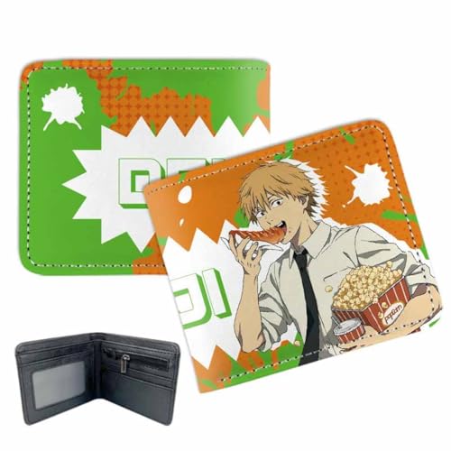 HMRGLMIE Chainsaws Mans Anime Characters Wallet Slim Bifold Wallets Multi Purpose Coin Purse Foldable, Mehrfarbig, Einheitsgröße von HMRGLMIE