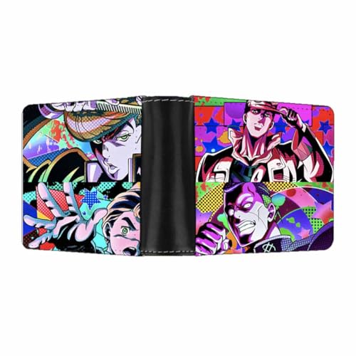 HMRGLMIE Jojos Bizarres Adventures Anime Characters Wallet Slim Bifold Wallets Multi Purpose Coin Purse Foldable, Mehrfarbig, Einheitsgröße von HMRGLMIE
