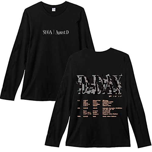 HMRS Suga Agust D D-Day Merch Langarmhemd, Unisex K-Pop-Waren-Baumwollhemd für Fans Black F-L von HMRS