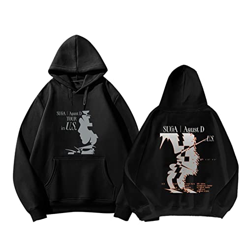 Suga Agust D Tour Merch Hoodie, K-Pop-Unterstützung lose Sweatshirt für Fans Black-M von HMRS