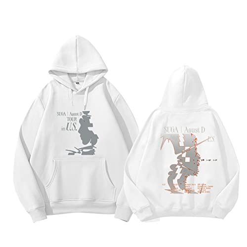 Suga Agust D Tour Merch Hoodie, K-Pop-Unterstützung lose Sweatshirt für Fans White-3XL von HMRS