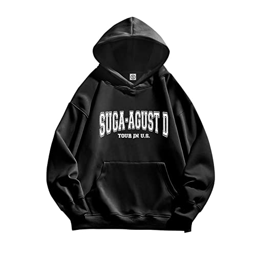 Suga Agust d Hoodie Kpop Support Merch Cotton Loose Sweatshirt für süße Fans Black-XL von HMRS