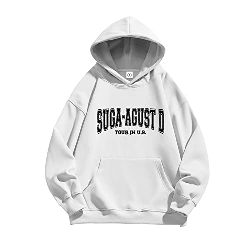 Suga Agust d Hoodie Kpop Support Merch Cotton Loose Sweatshirt für süße Fans White-L von HMRS