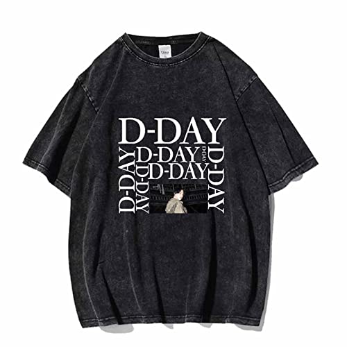 Suga D-Day Album Merch T-Shirt Vintage Distressed Decolor Dirty-geliebtes Baumwoll-Lose T-Shirt D-XL von HMRS