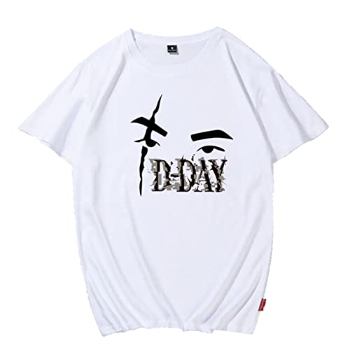 Suga D-Day August Merch T-Shirt, K-Pop-Unterstützung Baumwolllöser T-Shirt für Mädchen Fans White-L von HMRS