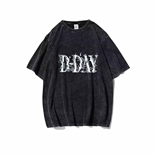 Suga D-Day Merch T-Shirt Vintage Distressed Decolor schmutzig zu beliebtes Baumwollschwarzes Lose T-Shirt für K-Pop-Fans B-3XL von HMRS