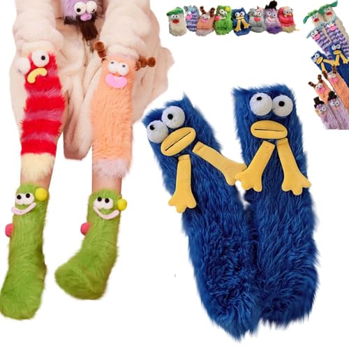 HMRigbly Warme, kuschelige, flauschige Cartoon-Monster-Socken, Korallensamt, dreidimensionale lustige Wintersocken, flauschige Socken – flauschige Wintersocken, warme gemütliche Socken – von HMRigbly