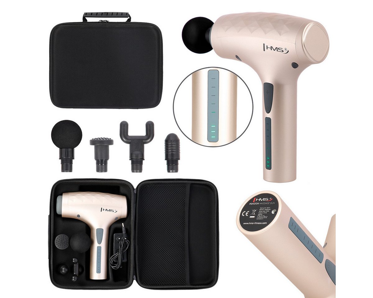 HMS Massagepistole Massagegerät Massage Gun inkl. Massageköpfe, 4 Massageköpfe, 5 Stufen, zur Entspannung bestimmter Muskelpartien HMS Massagepistole Massagegerät Massage Gun inkl. Massageköpfe, 4 Massageköpfe, 5 Stufen, zur Entspannung bestimmter Muskelpartien von HMS