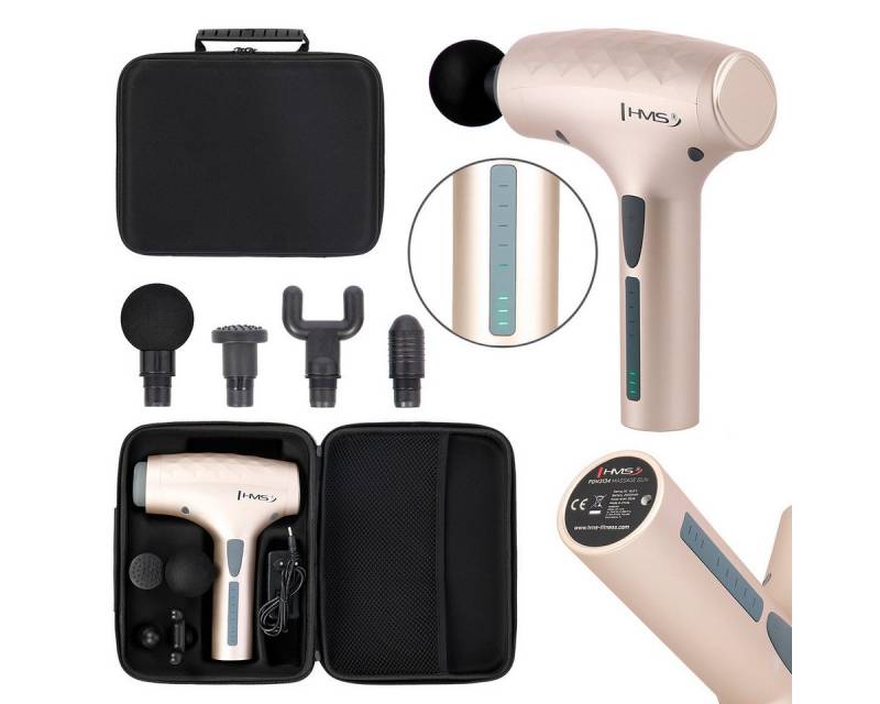 HMS Massagepistole Massagegerät Massage Gun inkl. Massageköpfe, 4 Massageköpfe, 5 Stufen, zur Entspannung bestimmter Muskelpartien HMS Massagepistole Massagegerät Massage Gun inkl. Massageköpfe, 4 Massageköpfe, 5 Stufen, zur Entspannung bestimmter Muskelpartien von HMS