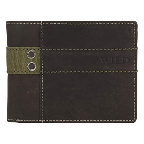 HMT Herren Leder Geldbörse Portemonnaie Portmonee Geldbeutel WILD Querformat braun 10200, Farbe:Braun von HMT