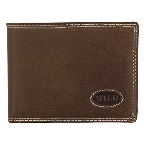 HMT Herren Leder Geldbörse Portemonnaie Portmonee Geldbeutel WILD Querformat braun 10201W101 von HMT
