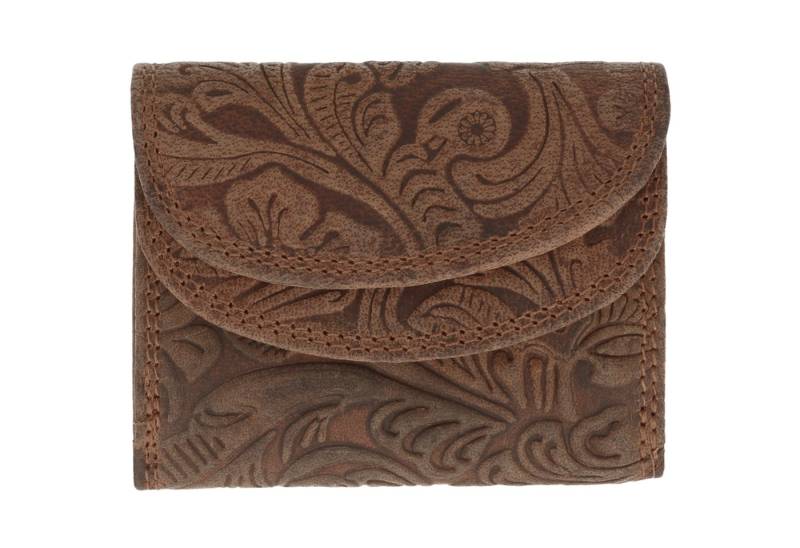 HMT Mini Geldbörse Kleines Portemonnaie Damen Herren (Mini Geldbeutel, aus echtem Leder, in floralem Design), mit RFID Schutz von HMT