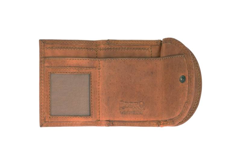 HMT Mini Geldbörse Kleines Portemonnaie Damen Herren (Mini Geldbeutel, braun, aus echtem Leder), mit RFID Schutz von HMT