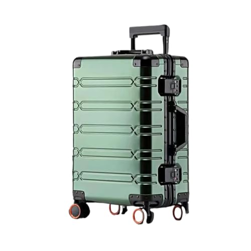 HMTJATOT Ganzaluminium-Magnesium-Legierung Metall Herren Trolley Box Universalrad Damen Metall Passwort Geschäftsreise Boarding Case Hard (Color : Blackish Green, Size : 24 inche) von HMTJATOT