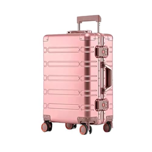 HMTJATOT Ganzaluminium-Magnesium-Legierung Metall Herren Trolley Box Universalrad Damen Metall Passwort Geschäftsreise Boarding Case Hard (Color : Rose Gold, Size : 29 inche) von HMTJATOT