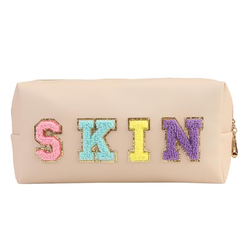 HMZSP Preppy Patch Make-up Tasche, Beige, Skin von HMZSP