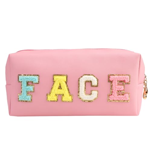 HMZSP Preppy Patch Make-up Tasche, Pink, Gesicht von HMZSP