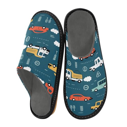 Auto-Hausschuhe mit Cartoon-Fahrzeugmuster für Herren und Damen, niedliche Autos, Hausschuhe, Hausschuhe, Socken, Hausschuhe, Schlafzimmer, Reisen, Schuhverwendung, multi, 42/43 EU von HMZXZ