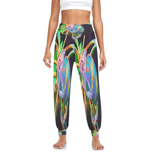 Damen Yogahose Bunt Tier Chamäleon Yoga Pilates Hosen Haremshose Dance Hosen Harem Chamäleon Damen Yogahose Bunt Tier Chamäleon Yoga Pilates Hosen Haremshose Dance Hosen Harem Chamäleon von HMZXZ