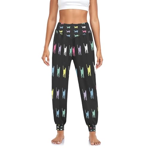 Damen Yogahose Bunt Tier Katzen Muster Yoga Pilates Hosen Haremshose Dance Hosen Harem Tier Kitty Kitten Damen Yogahose Bunt Tier Katzen Muster Yoga Pilates Hosen Haremshose Dance Hosen Harem Tier Kitty Kitten von HMZXZ