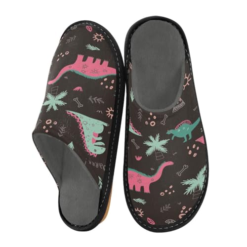 Dinosaurier-Palmen-Hausschuhe für Herren und Damen, Tier-Dino-Hausschuhe, Hausschuhe, Socken, Hausschuhe, Schlafzimmer, Reiseschuhe, multi, 38/39 EU von HMZXZ
