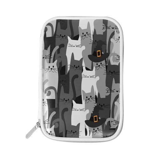 Federmäppchen Katze schwarz, Halter Bleistifttasche Tier Katzen Reißverschluss Schreibwaren Reise Tasche Organizer Kosmetik Stifttasche für Schule Mädchen Jungen, multi, Size：9(L)x5.5(W) inch, von HMZXZ