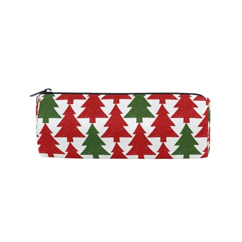Federmäppchen Weihnachtsbaum Rot Grün Stifthalter Reißverschluss Leinwand Stiftebox Tasche Aufbewahrungsbox Weihnachten Muster Kosmetik Schreibwaren Tasche für Studenten Schule Büro, multi, von HMZXZ