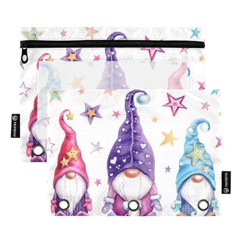 Federmäppchen für 3-Ringbuch, Aquarell-Zwerge, Sterne, Beutel mit Reißverschluss, Stiftehalter mit transparentem Fenster, Schule, Klasse, Büro, 2 Stück, multi Federmäppchen für 3-Ringbuch, Aquarell-Zwerge, Sterne, Beutel mit Reißverschluss, Stiftehalter mit transparentem Fenster, Schule, Klasse, Büro, 2 Stück, multi von HMZXZ
