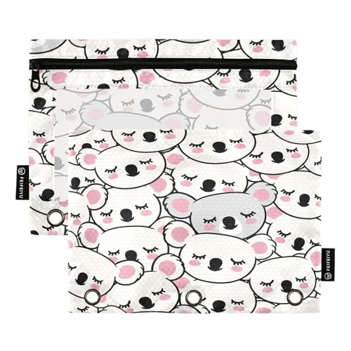 Federmäppchen für 3-Ringbuch, Koalabären, niedliche Taschen mit Reißverschluss, Stifthalter mit transparentem Fenster, Schule, Klasse, Büro, 2 Stück, multi Federmäppchen für 3-Ringbuch, Koalabären, niedliche Taschen mit Reißverschluss, Stifthalter mit transparentem Fenster, Schule, Klasse, Büro, 2 Stück, multi von HMZXZ