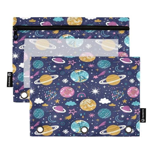 Federmäppchen für 3-Ringbuch, Weltraumplaneten, Sterne, Taschen mit Reißverschluss, Stiftehalter mit transparentem Fenster, Schule, Klasse, Büro, 2 Stück, multi Federmäppchen für 3-Ringbuch, Weltraumplaneten, Sterne, Taschen mit Reißverschluss, Stiftehalter mit transparentem Fenster, Schule, Klasse, Büro, 2 Stück, multi von HMZXZ