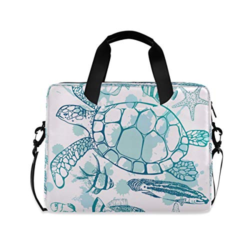 HMZXZ Aquarell Meer Schildkröte Seestern Laptoptasche 13 14 15.6 Zoll Laptop Tasche Aktentasche Hülle Notebooktasche Schulter Tasche Handtasche für Arbeit Business Uni von HMZXZ