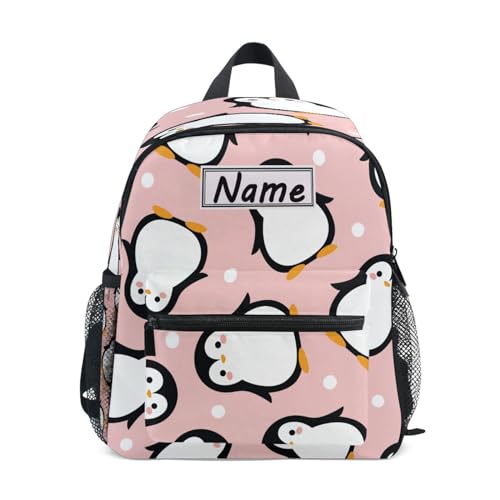 HMZXZ Benutzerdefinierte Kinder Kleinkind Mini Rucksack für Mädchen Jungen Niedlich Tier Pinguin Personalisierte Kinder Rucksäcke Schultasche mit Kind Name/Text, multi von HMZXZ