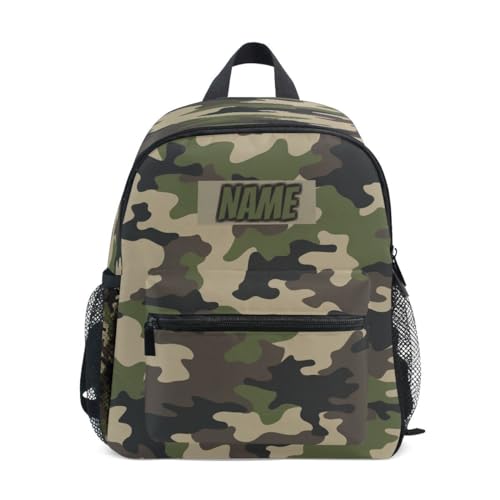 HMZXZ Custom Kids Kleinkind Mini Rucksack für Mädchen Jungen Camouflage Camo Personalisierte Kinderrucksäcke Abstrakte Schultasche mit Kindername/Text, Multi von HMZXZ