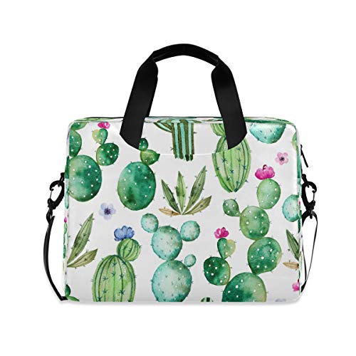 HMZXZ Kaktus Kakteen lila Blumen Laptoptasche 13 14 15.6 Zoll Laptop Tasche Aktentasche Hülle Notebooktasche Schulter Tasche Handtasche für Arbeit Business Uni von HMZXZ