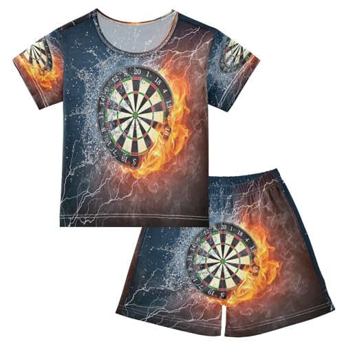 HMZXZ Kinder Kurze Pyjama-Set Darts Planke Mädchen Jungen Schlafanzug Set Baumwolle Sommer Nachtwäsche-Set Fire Darts Planke von HMZXZ