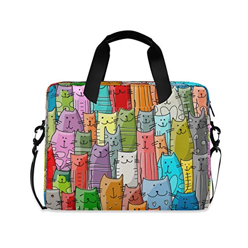 HMZXZ Komisch Katzes Bunt Muster Laptoptasche 13 14 15.6 Zoll Laptop Tasche Aktentasche Hülle Notebooktasche Schulter Tasche Handtasche für Arbeit Business Uni von HMZXZ