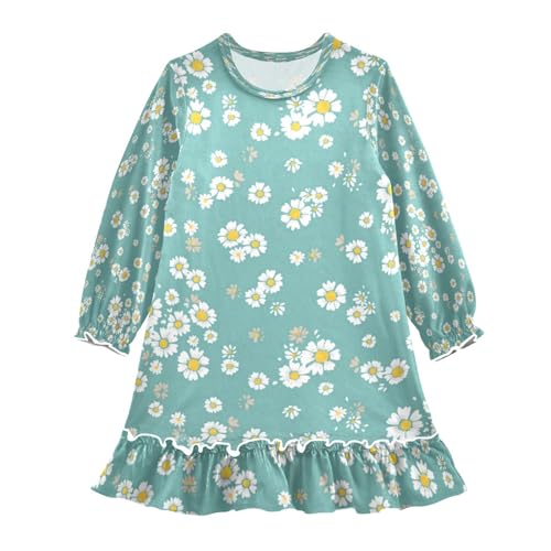 HMZXZ Mädchen Nachthemd Beautiful Gänseblümchen Blumen Langarm Schlafanzug Kleider Nachtwäsche Nightdress Pyjamas Sommer Blume,3-10 Jahre von HMZXZ