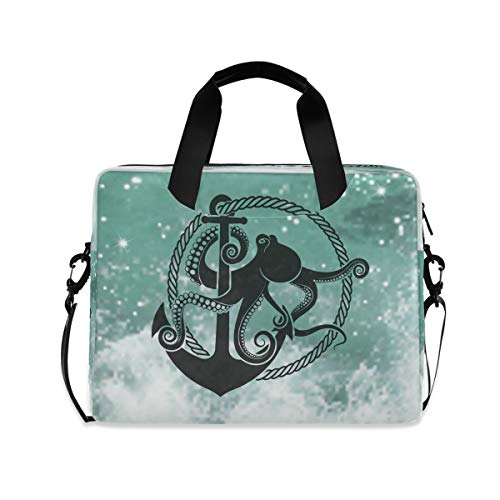 HMZXZ Meer Tier Tintenfisch Anker Laptoptasche 13 14 15.6 Zoll Laptop Tasche Aktentasche Hülle Notebooktasche Schulter Tasche Handtasche für Arbeit Business Uni von HMZXZ
