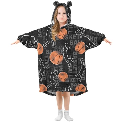 HMZXZ Modern Basketball Spieler Kinder Tragbar Decke Kapuzenpullover Übergroß Sweatshirt Blanket Pullover für 3-14 Jahr Jungen Mädchen von HMZXZ