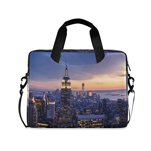 HMZXZ New York City Himmelscraperst Sonnenuntergang Laptoptasche 13 14 15.6 Zoll Laptop Tasche Aktentasche Hülle Notebooktasche Schulter Tasche Handtasche für Arbeit Business Uni von HMZXZ